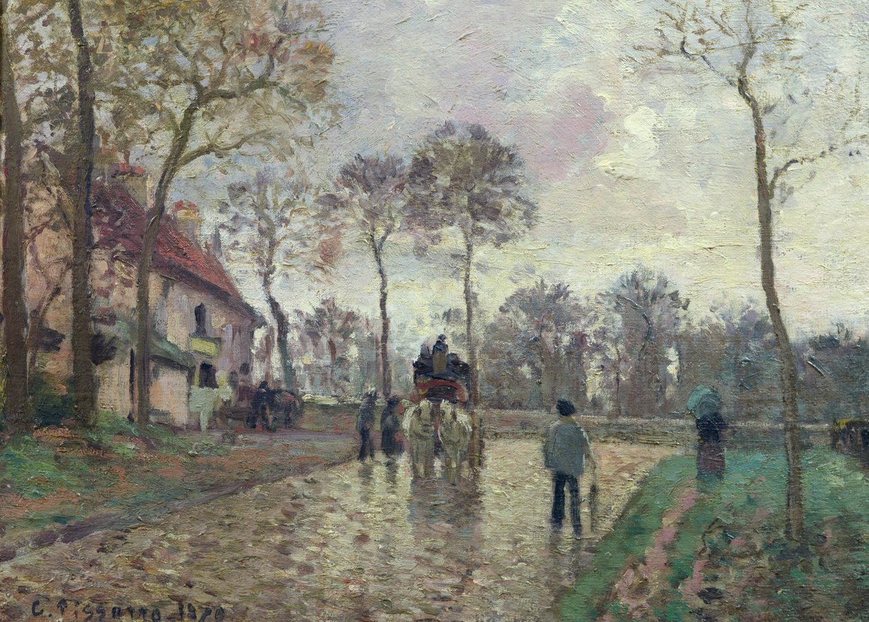 教练到Louveciennes，1870年 作者 卡米尔·雅各布·毕沙罗