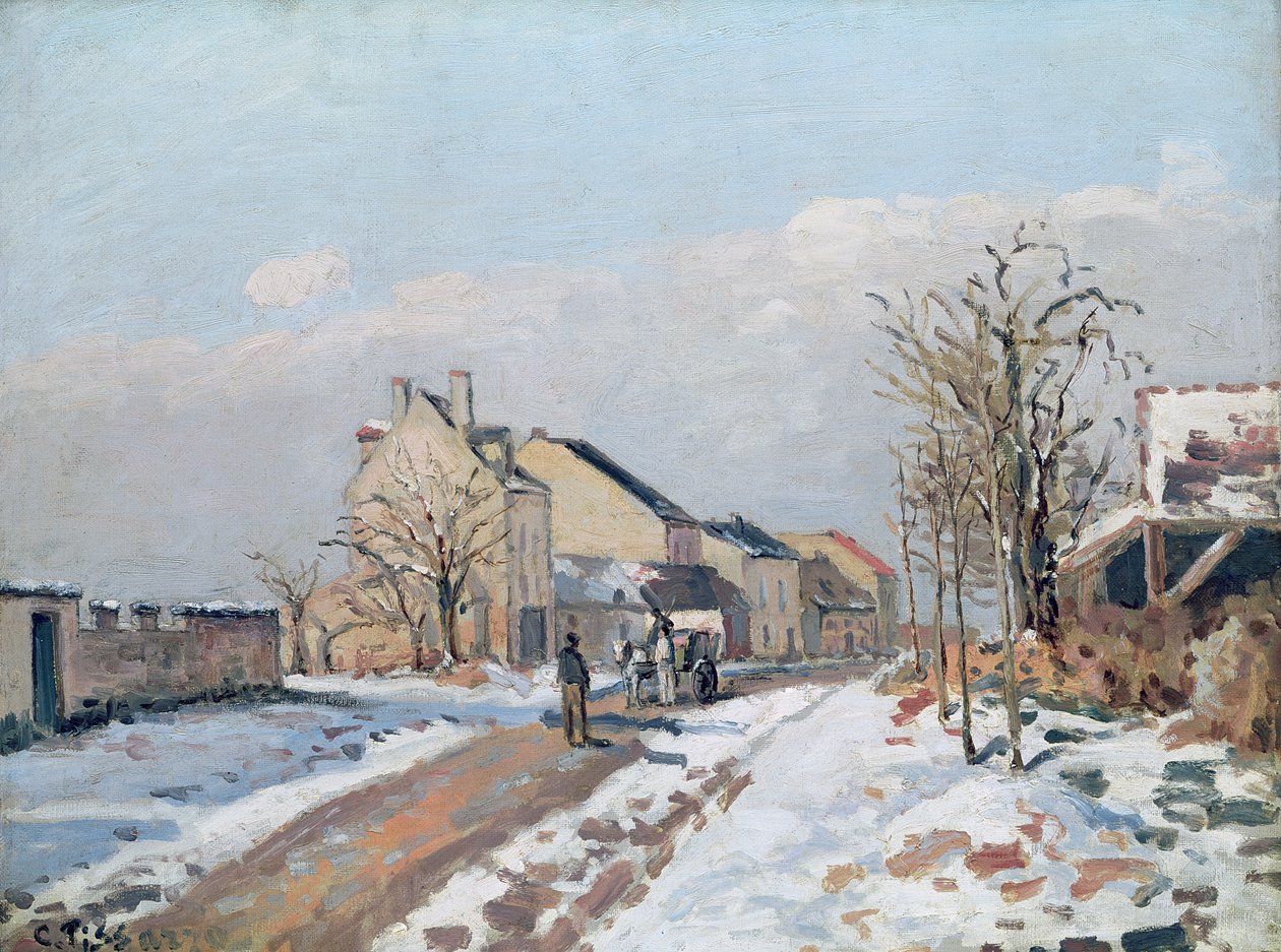 从Gisors到Pontoise的道路，雪效应，1872年 作者 卡米尔·雅各布·毕沙罗