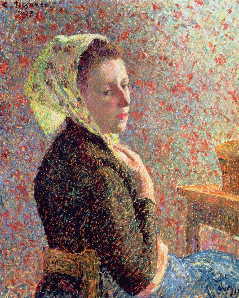 戴着绿色头巾的妇女，1893年 作者 卡米尔·雅各布·毕沙罗