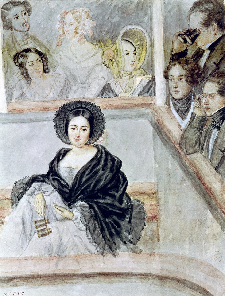Marie Duplessis（1824-47）在剧院 作者 卡米尔·约瑟夫·艾蒂安·罗克普兰