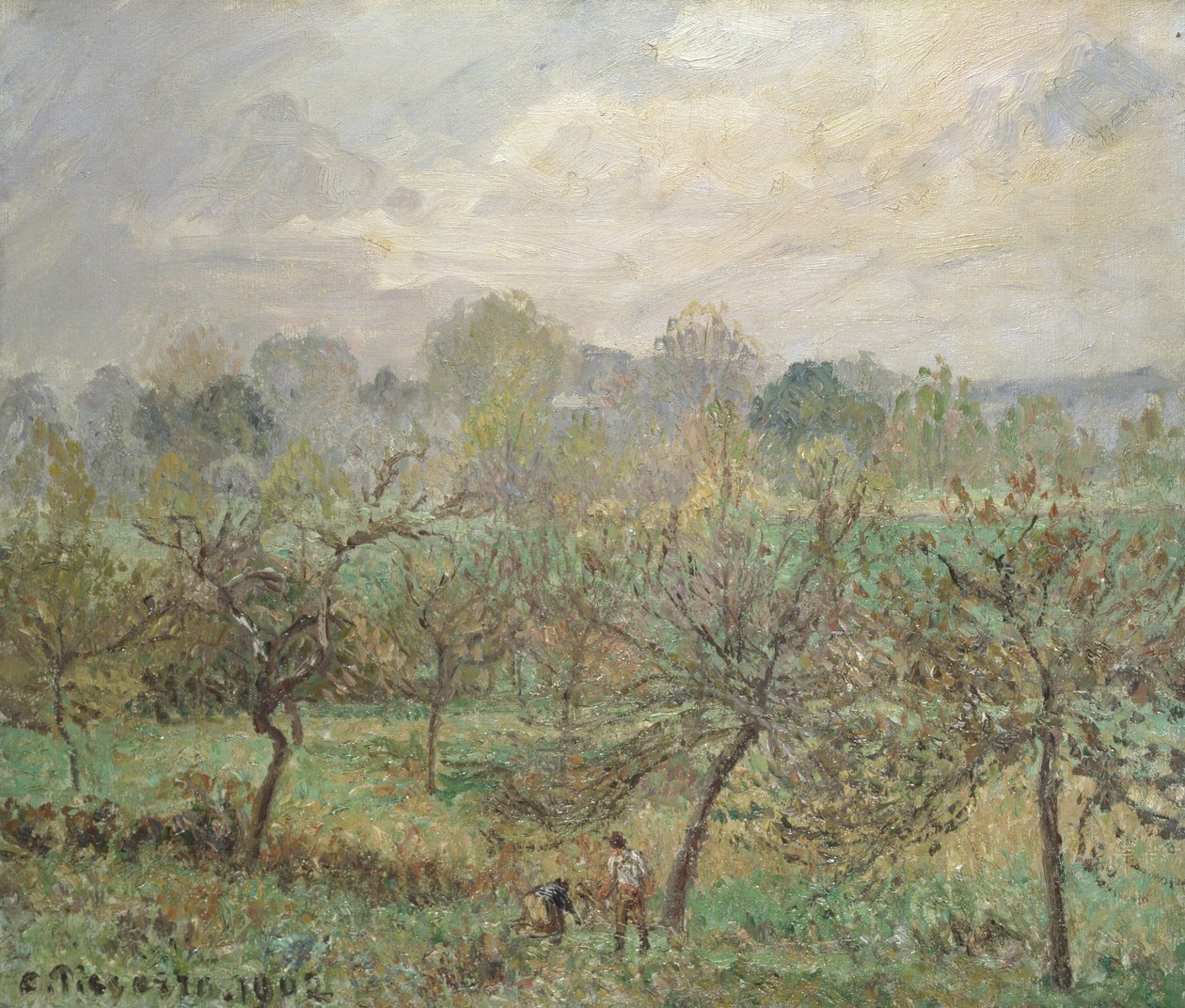 秋天，晨雾，Éragny-sur-Epte，1902年 作者 卡米尔·雅各布·毕沙罗