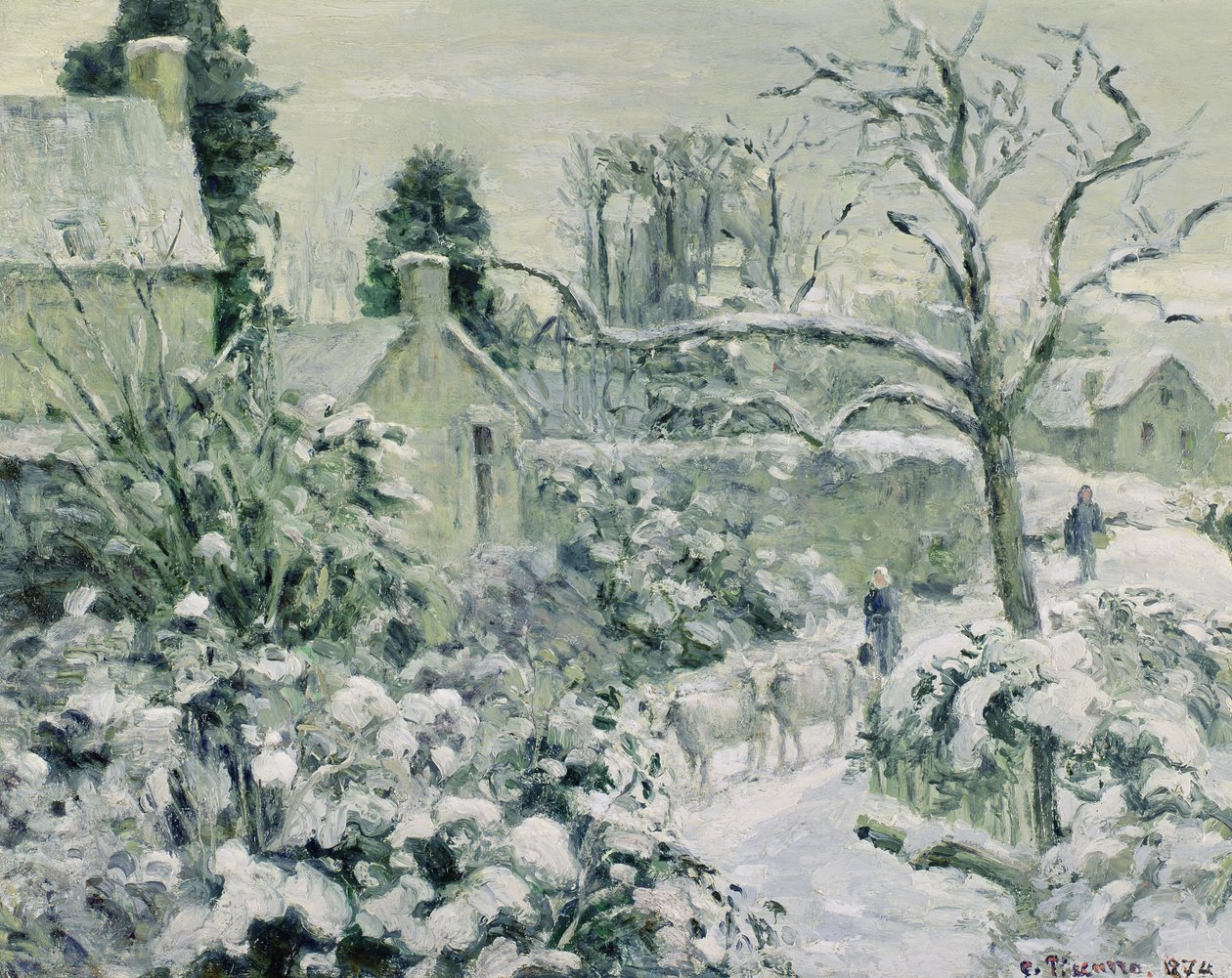 1874年Montfoucault奶牛雪的影响（油） 作者 卡米尔·雅各布·毕沙罗