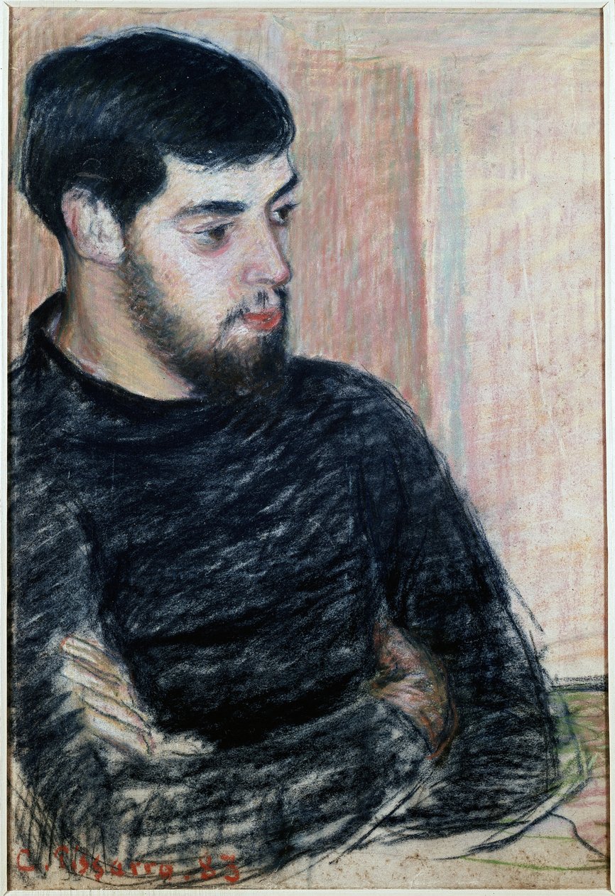 Lucien Pissarro（1863-1944）的肖像，1883年（粉彩） 作者 卡米尔·雅各布·毕沙罗