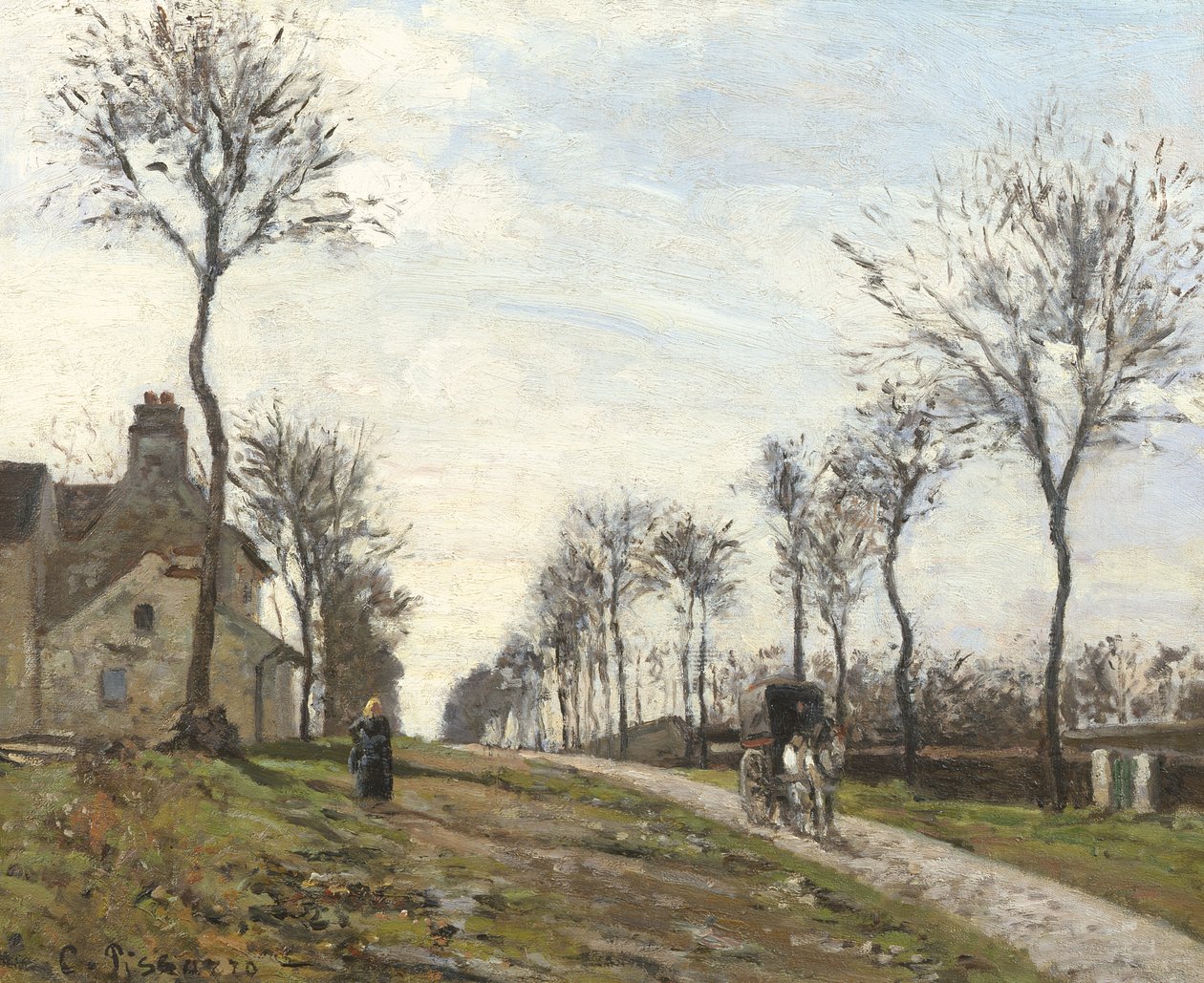 道路在Louveciennes，1870年 作者 卡米尔·雅各布·毕沙罗