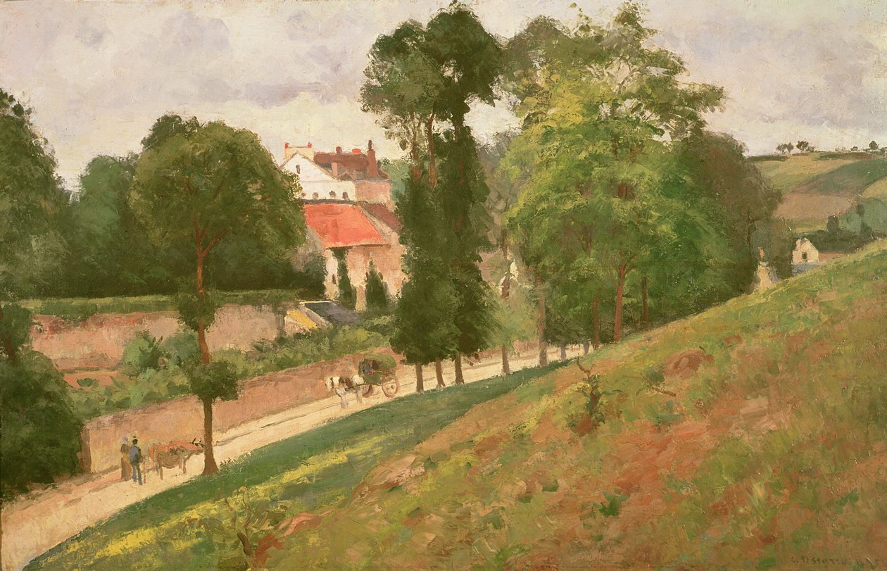 从Saint-Antoine到Hermitage，Pontoise的道路，1873年 作者 卡米尔·雅各布·毕沙罗