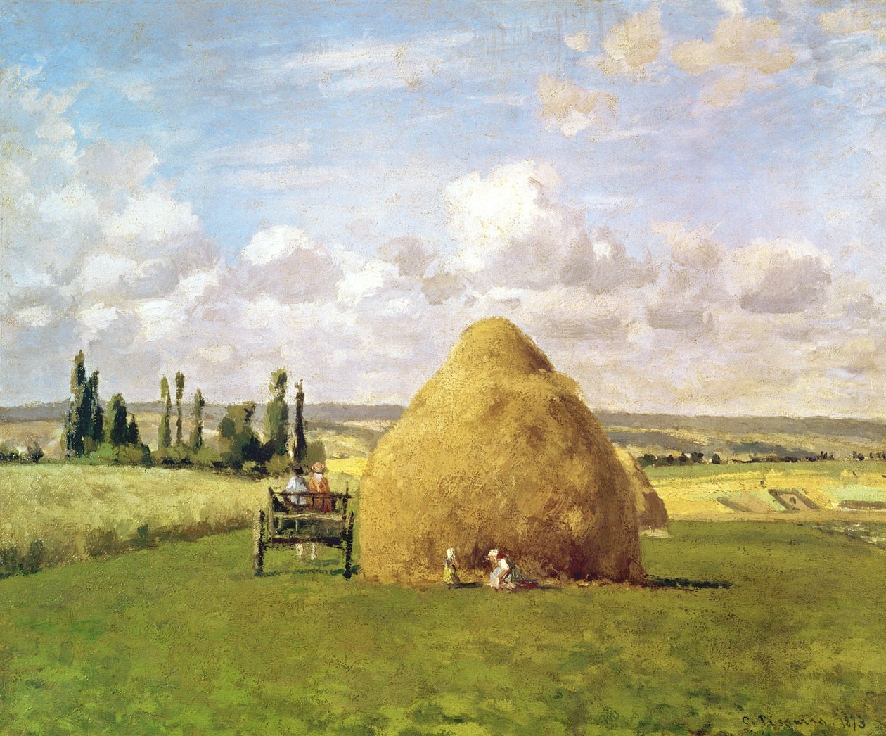 干草堆，蓬图瓦兹，1873年 作者 卡米尔·雅各布·毕沙罗