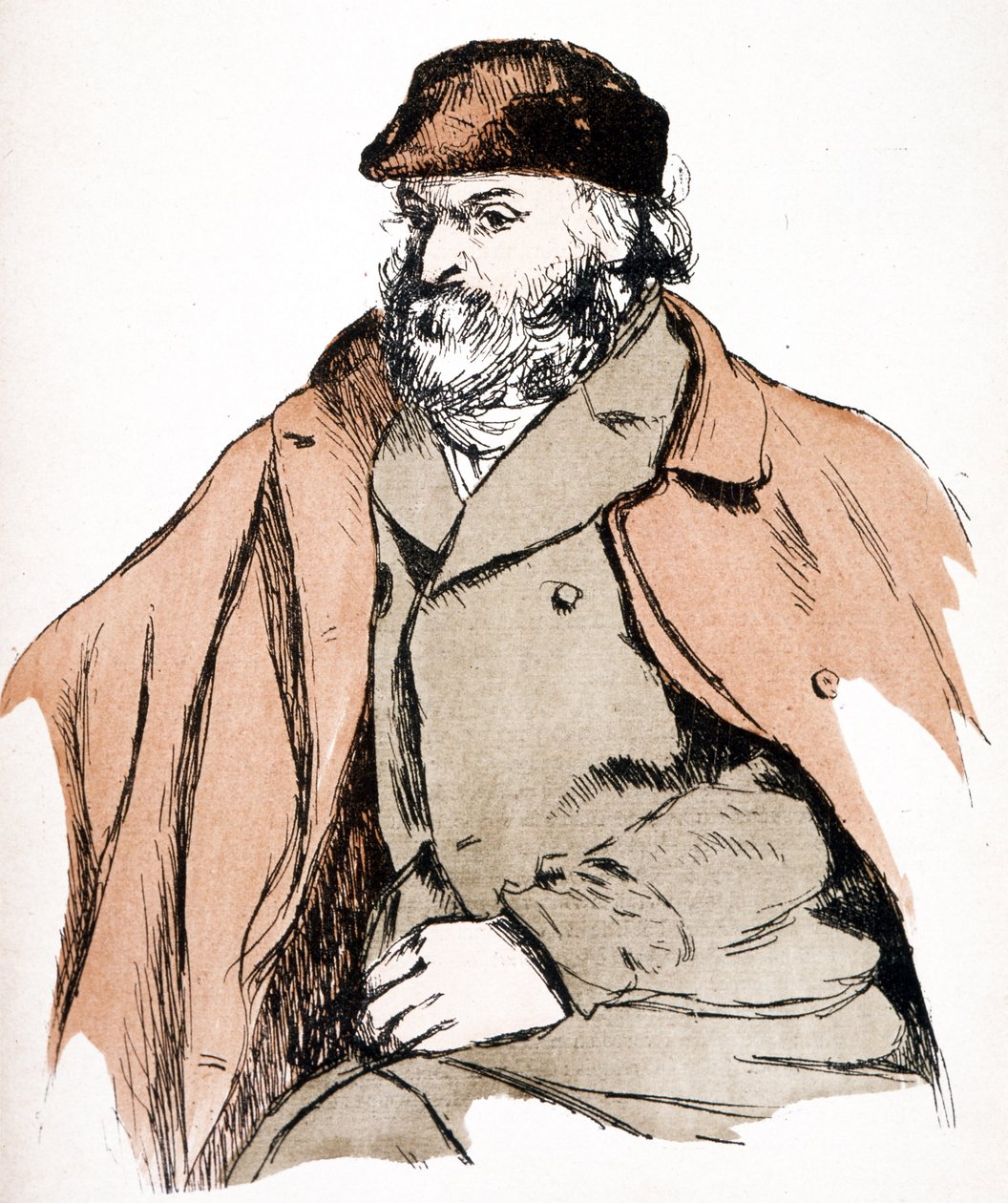 保罗·塞尚（Paul Cezanne，1839 - 1906）的插图肖像，法国艺术家和后印象派画家。 （雕刻） 作者 卡米尔（后）毕沙罗