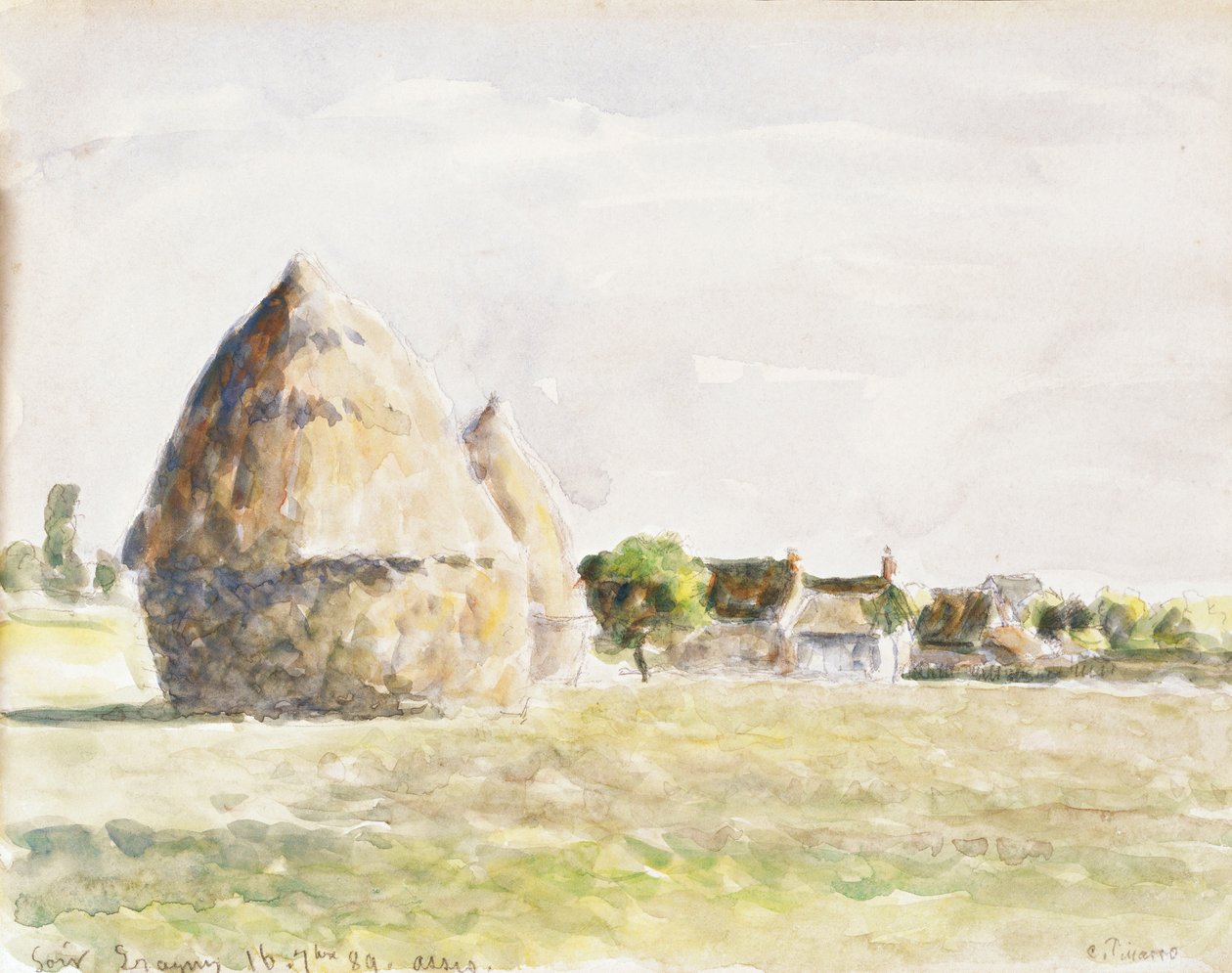 干草堆，Eragny晚上；干草堆，Eragny晚会，1889年 作者 卡米尔·雅各布·毕沙罗
