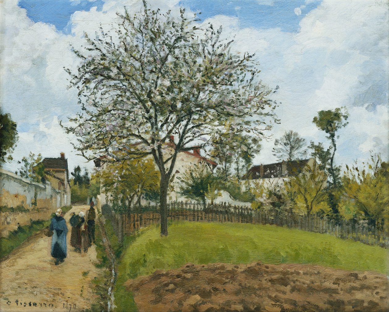 Louveciennes的景观；卢浮宫景观，1870年 作者 卡米尔·雅各布·毕沙罗