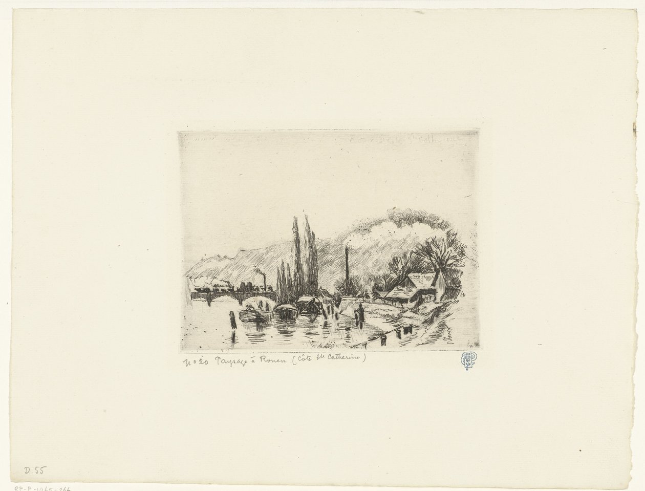 鲁昂附近的风景 Paysage à Rouen (côte ste Catherine)（物体上的标题） 作者 卡米尔·雅各布·毕沙罗