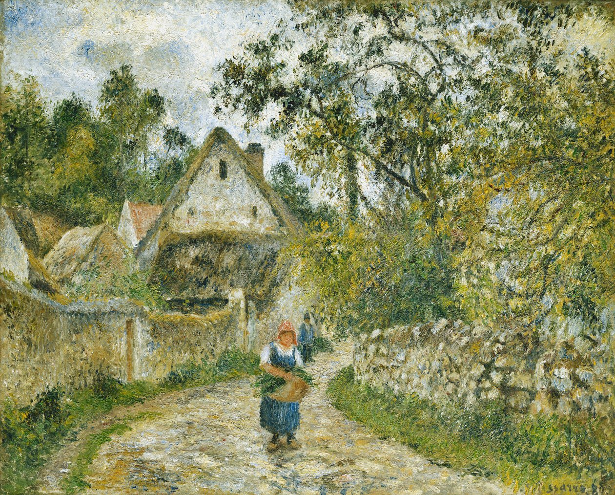 Valhermeil的Hameau-Chaumieres路 作者 卡米尔·雅各布·毕沙罗