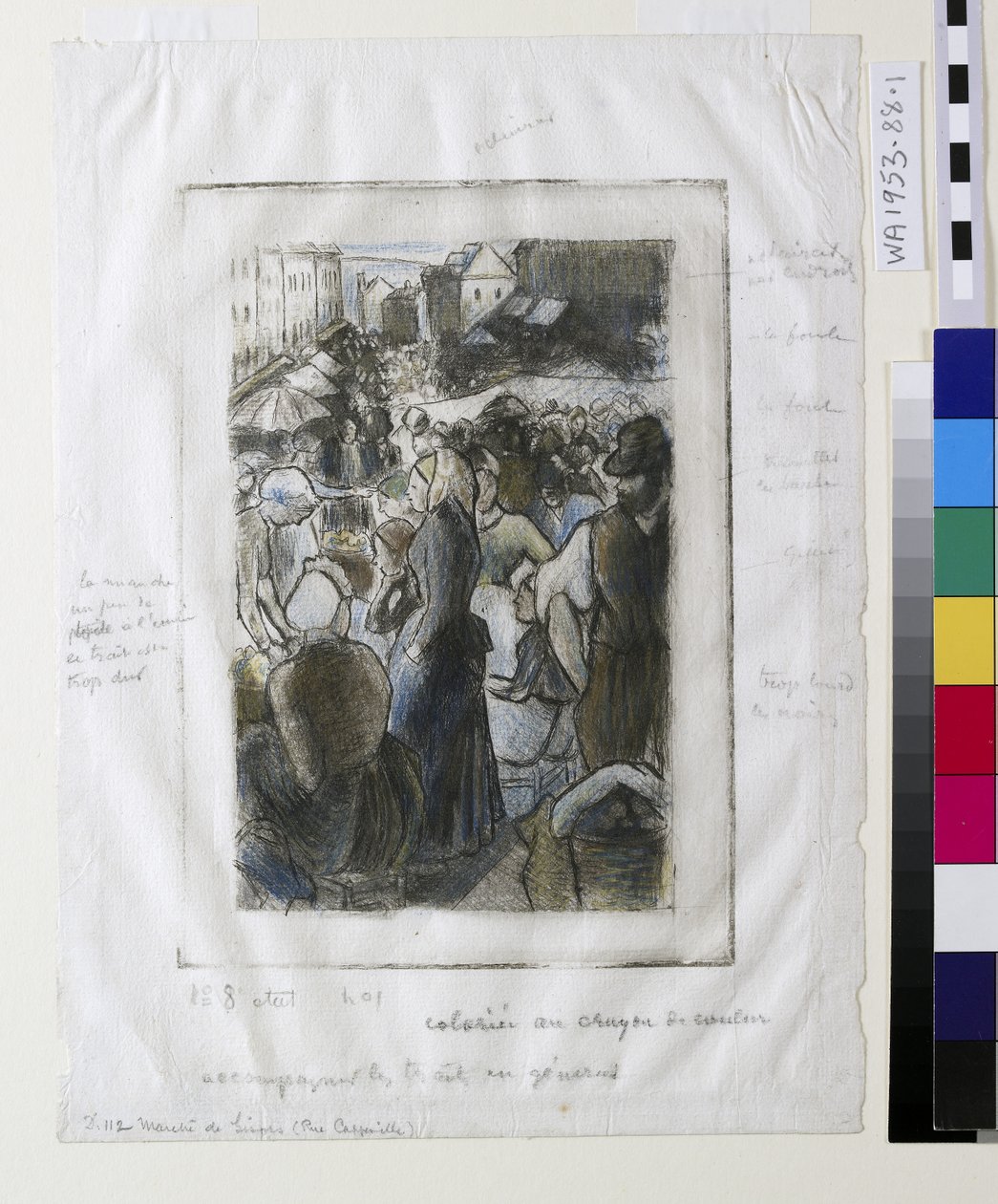 Gisors Market（Cappeville Street）（蚀刻和干点） 作者 卡米尔·雅各布·毕沙罗