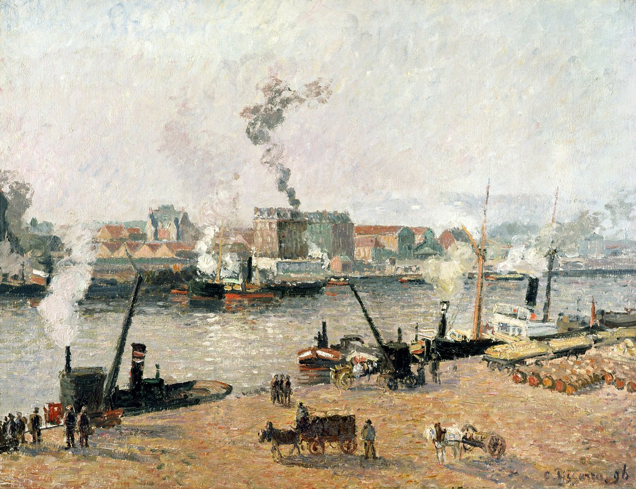 朦胧的早晨，鲁昂，1896年 作者 卡米尔·雅各布·毕沙罗