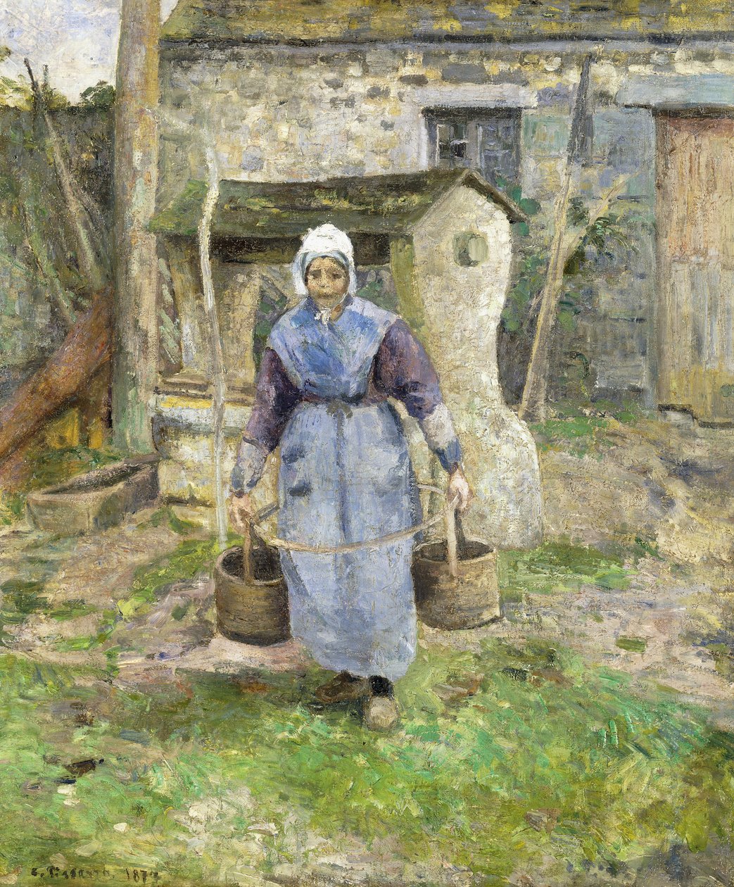 Presle妈妈，Montfoucault； La Mere Presle，Montfoucault，1874年 作者 卡米尔·雅各布·毕沙罗