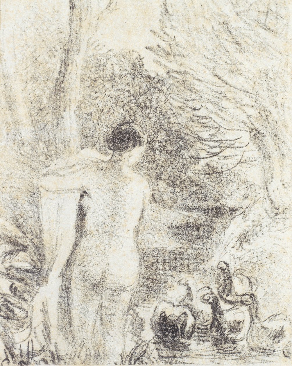 裸体与天鹅，c.1895（研究258996） 作者 卡米尔·雅各布·毕沙罗