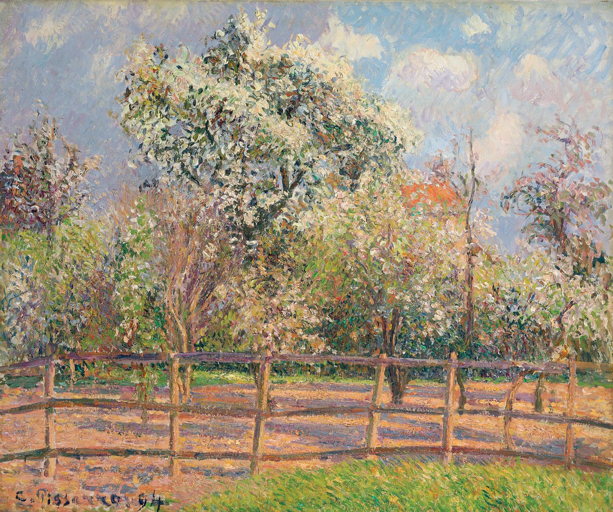 Eragny，盛开的洋梨树；盛开的梨树，Eragny，1894年 作者 卡米尔·雅各布·毕沙罗