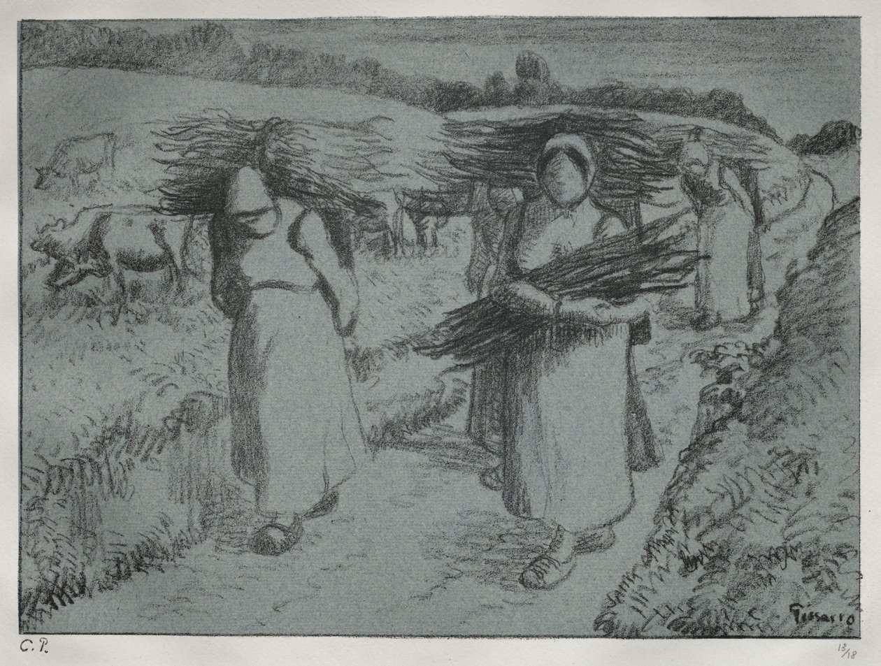 农民随身携带的食物，c。 1896年。 作者 卡米尔·雅各布·毕沙罗