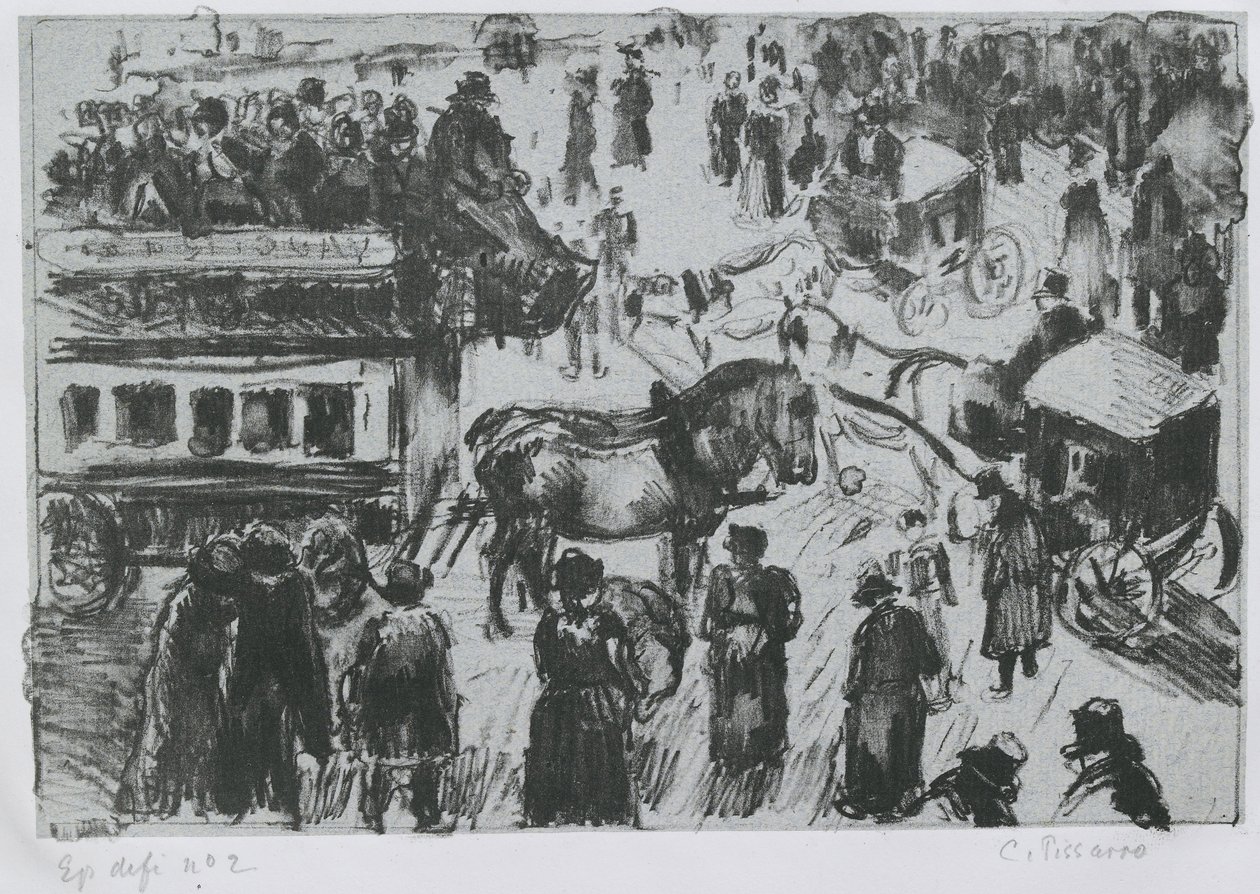Place du Havre，巴黎，c。 1897年（锌版画） 作者 卡米尔·雅各布·毕沙罗