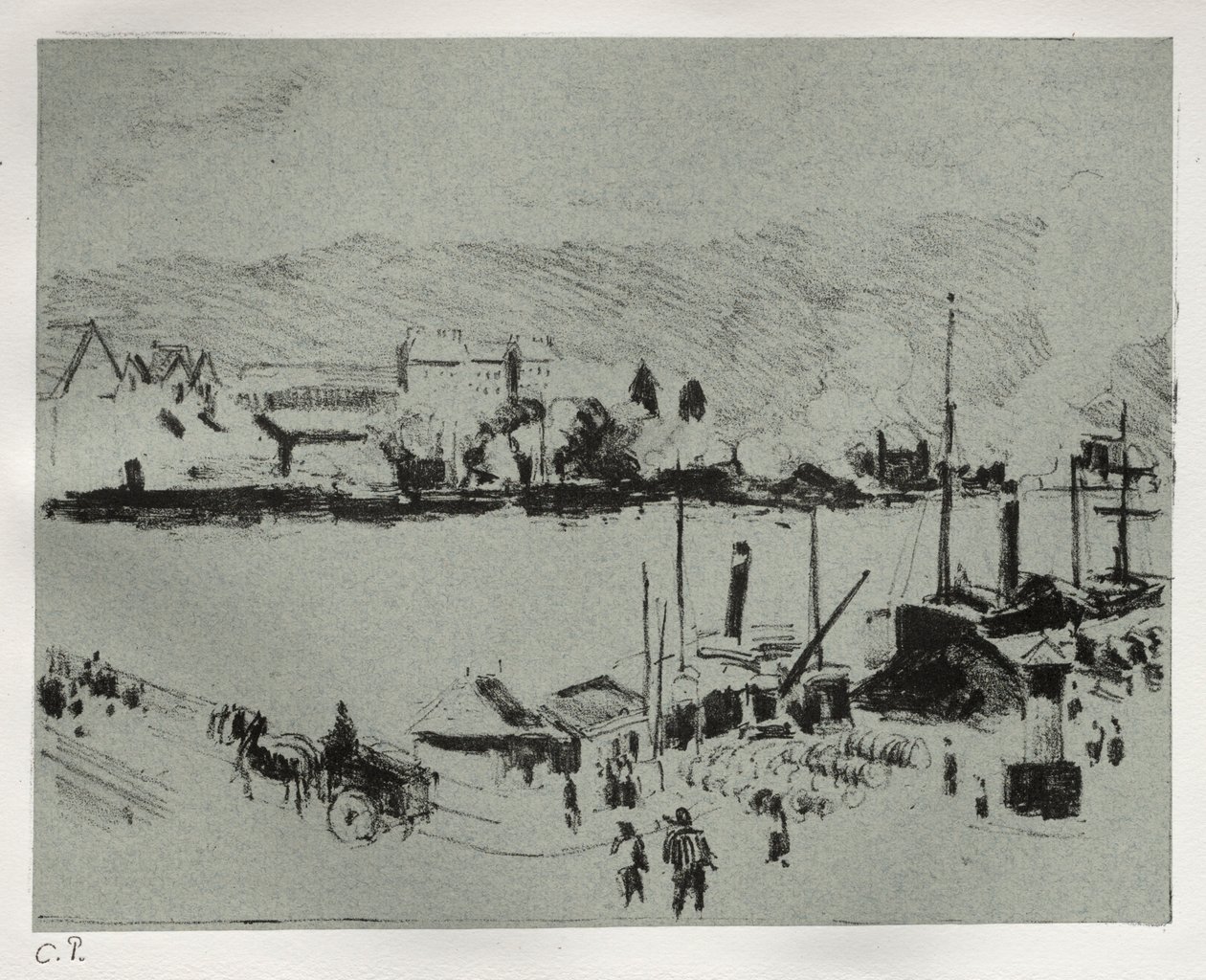 鲁昂的Quai Boieldieu c。 1896年。 作者 卡米尔·雅各布·毕沙罗