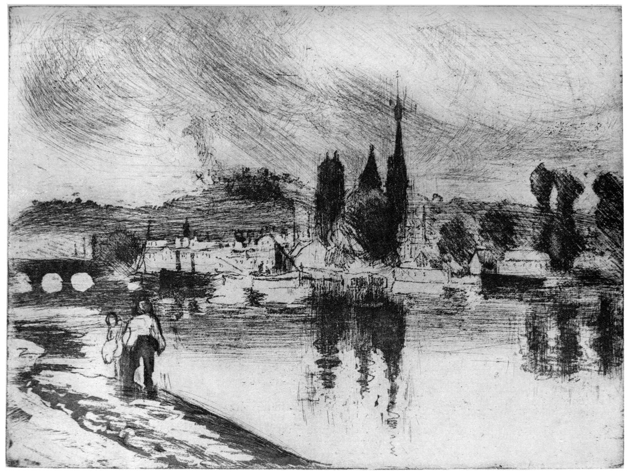 鲁昂（Rouen），库尔斯（Cours la Reine），c1850-1900年，1924年 作者 卡米尔·雅各布·毕沙罗