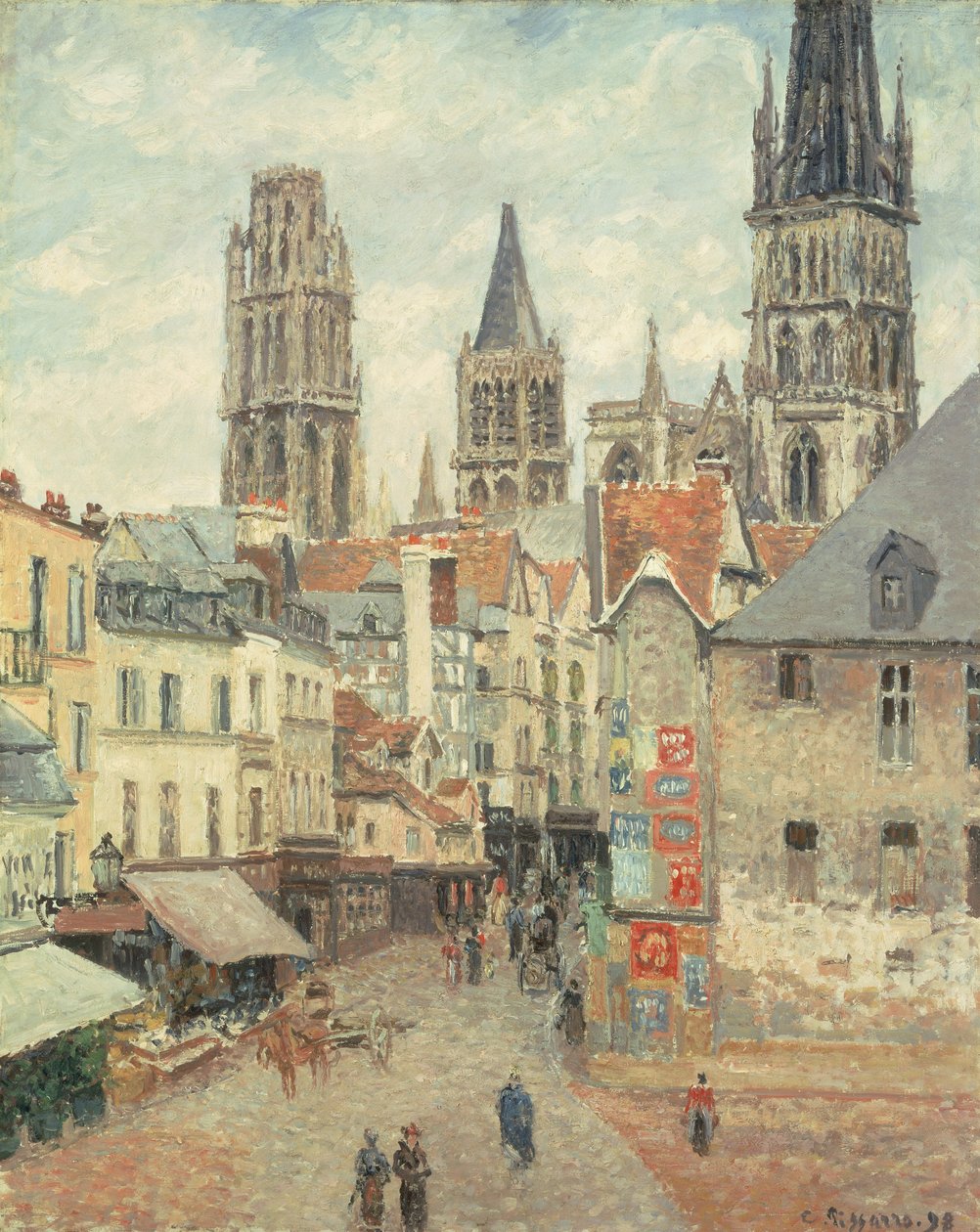 “ Rue de l”在鲁昂的史诗集，在一个灰色的早晨，1898年 作者 卡米尔·雅各布·毕沙罗