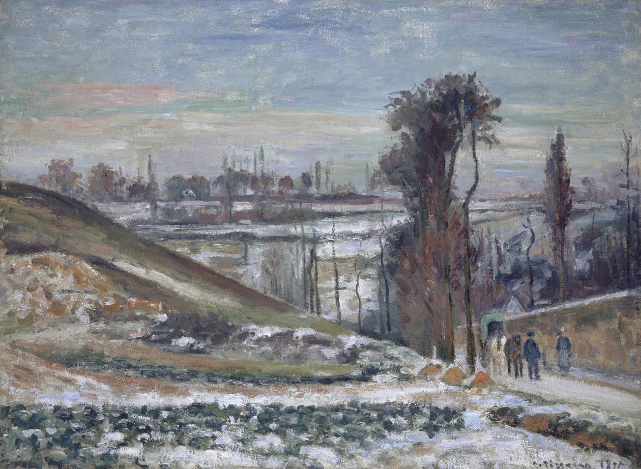 L“Hermitage，1875年附近的雪域景观 作者 卡米尔·雅各布·毕沙罗