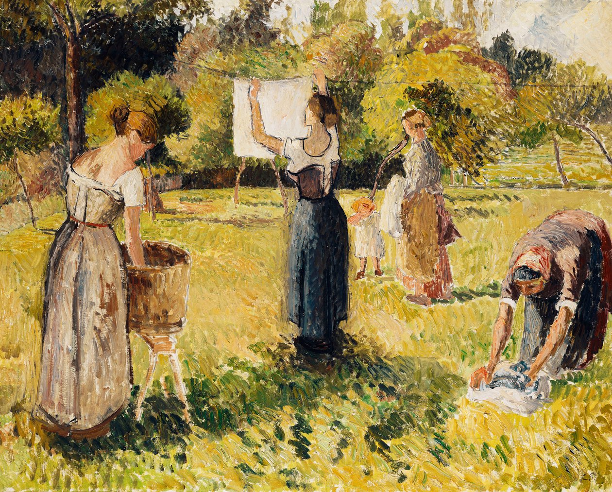 在Eragny的垫圈研究； Les Laveuses，练习曲，Eragny，生于1901年 作者 卡米尔·雅各布·毕沙罗