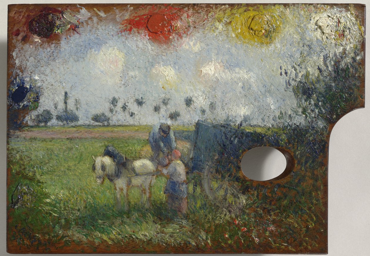 艺术家的风景画板，约1878-80年 作者 卡米尔·雅各布·毕沙罗