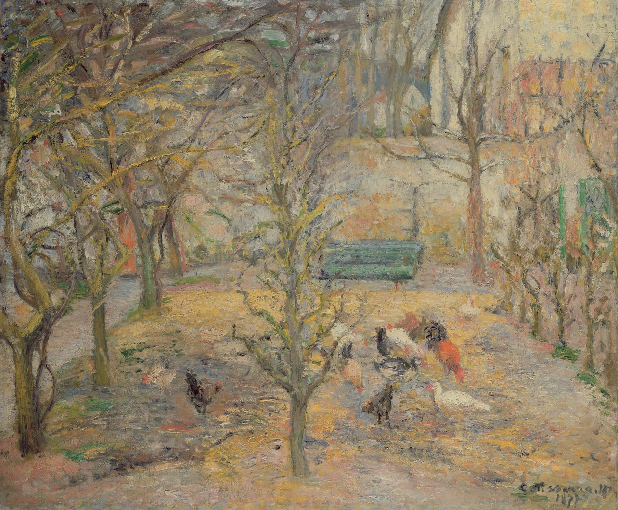 The Farmyard，1877 作者 卡米尔·雅各布·毕沙罗