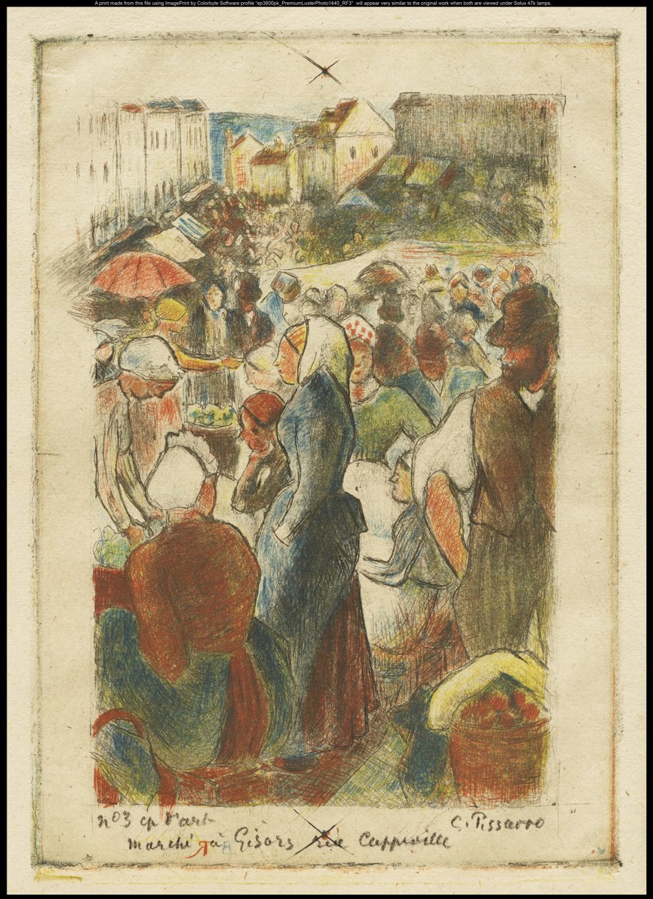 吉索尔市场，卡佩维尔街，约1894年 作者 卡米尔·雅各布·毕沙罗