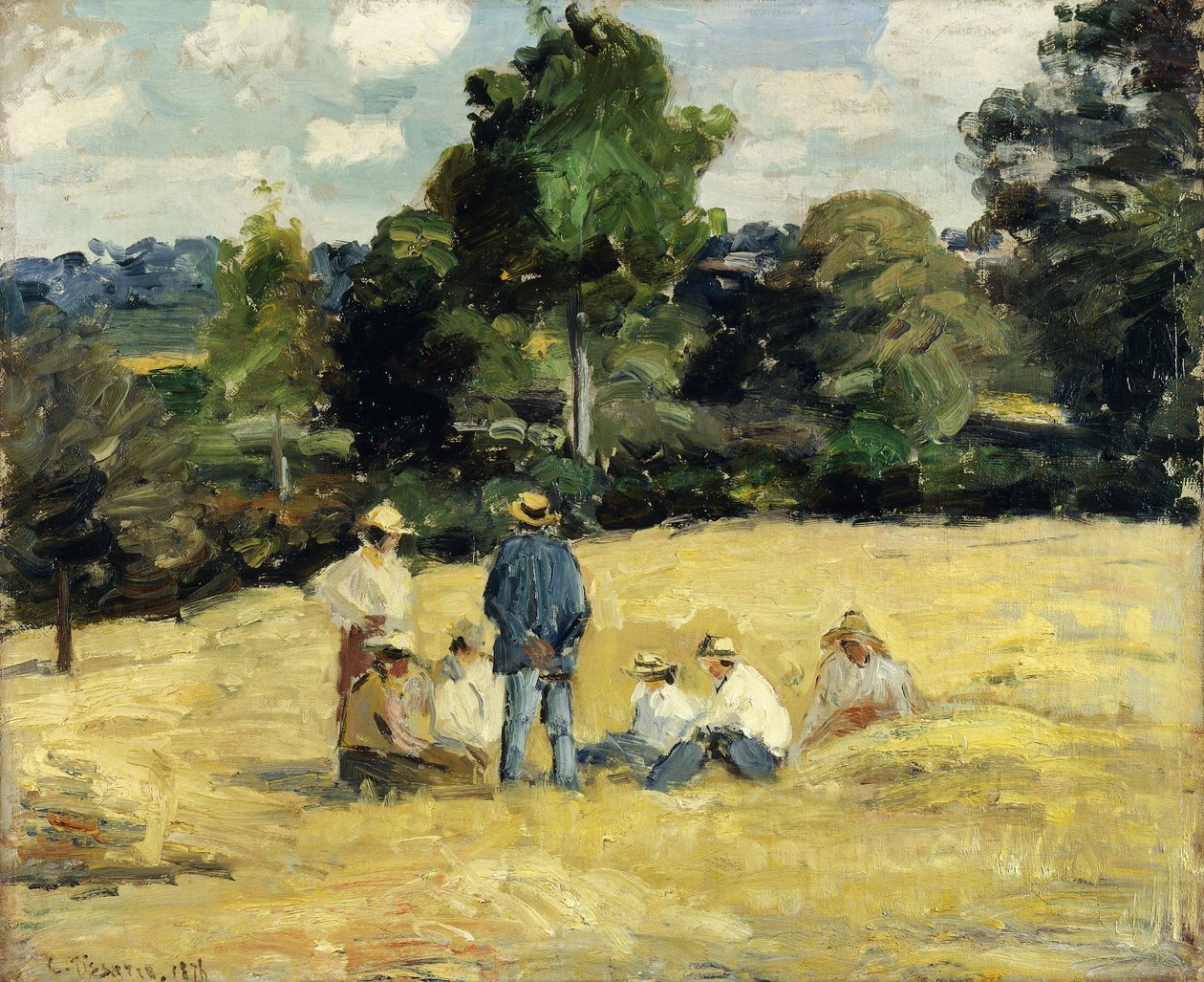 蒙特福柯的收割者休息所； Le Repos des Moissoneurs，Monfoucault，1875年 作者 卡米尔·雅各布·毕沙罗