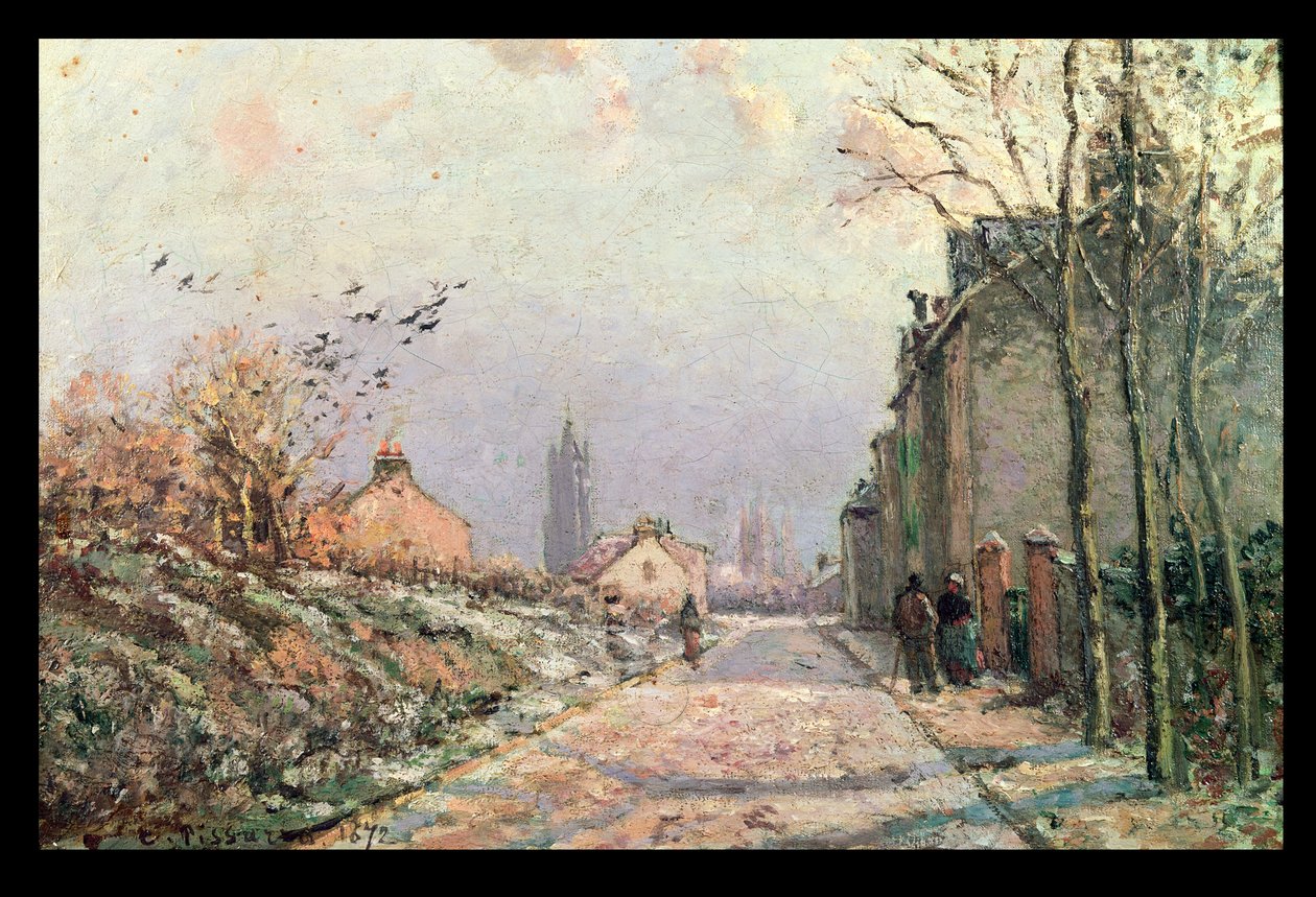 道路，冬天的影响；埃菲特·德·埃弗（La Effett d“ Hiver）的拉路线（La Route），1872年 作者 卡米尔·雅各布·毕沙罗