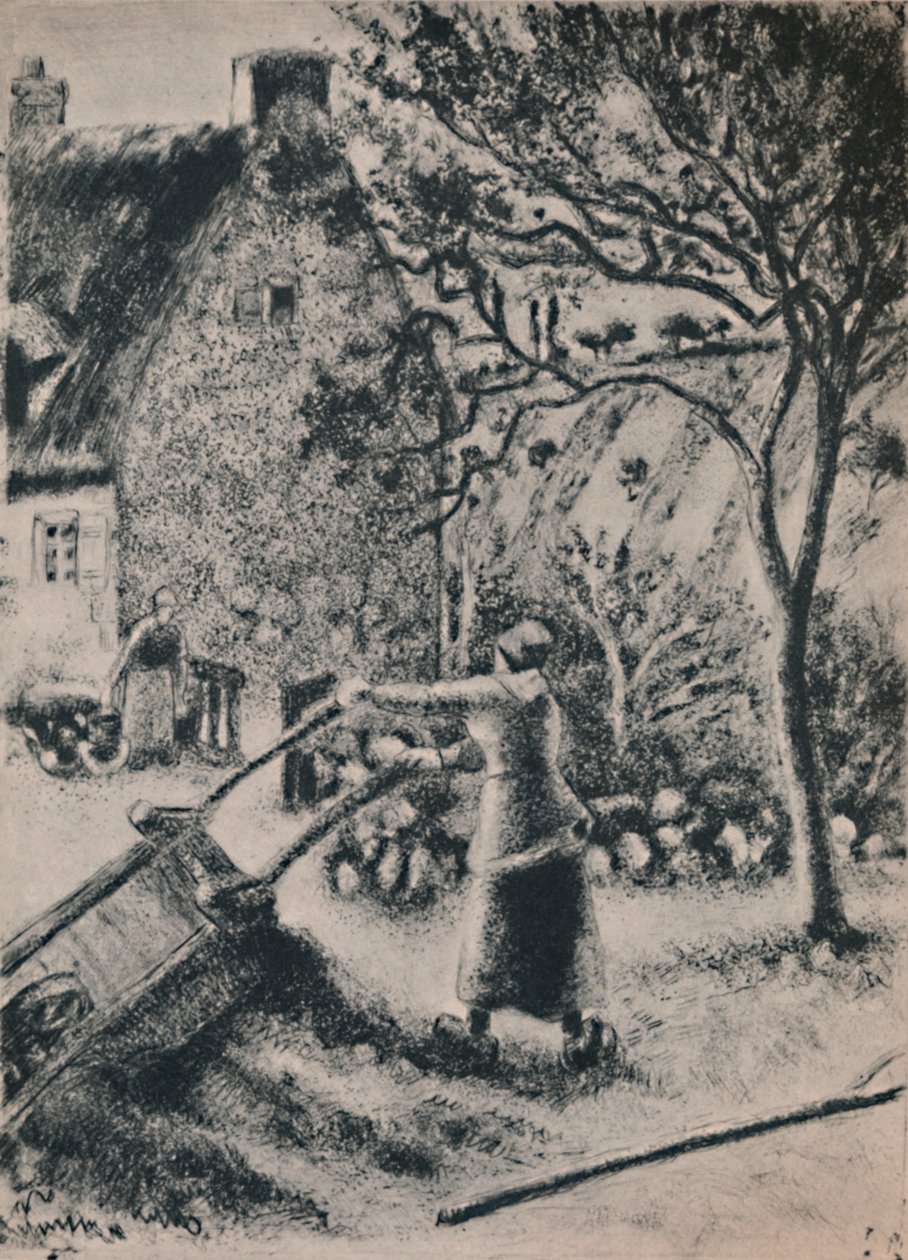 倒空独轮车的女人，约1880年，1946年 作者 卡米尔·雅各布·毕沙罗