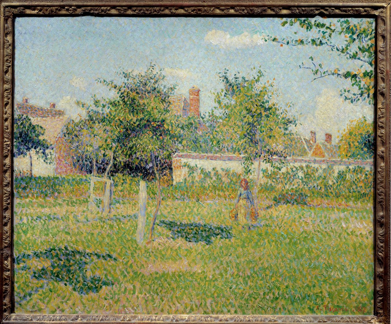 穿布的女人或“Eragny Pre of Eragny 中的春日”” Camille Pissarro (1830-1903) 1887 年作画。 0,54x0,65 m 巴黎，奥赛博物馆 - 伊拉格尼草地上的女人或“伊拉格尼草地上的春日””。 卡米尔·毕沙罗 (Camille Pissarro) (1830-1903) 的绘画 18 作者 卡米尔·雅各布·毕沙罗