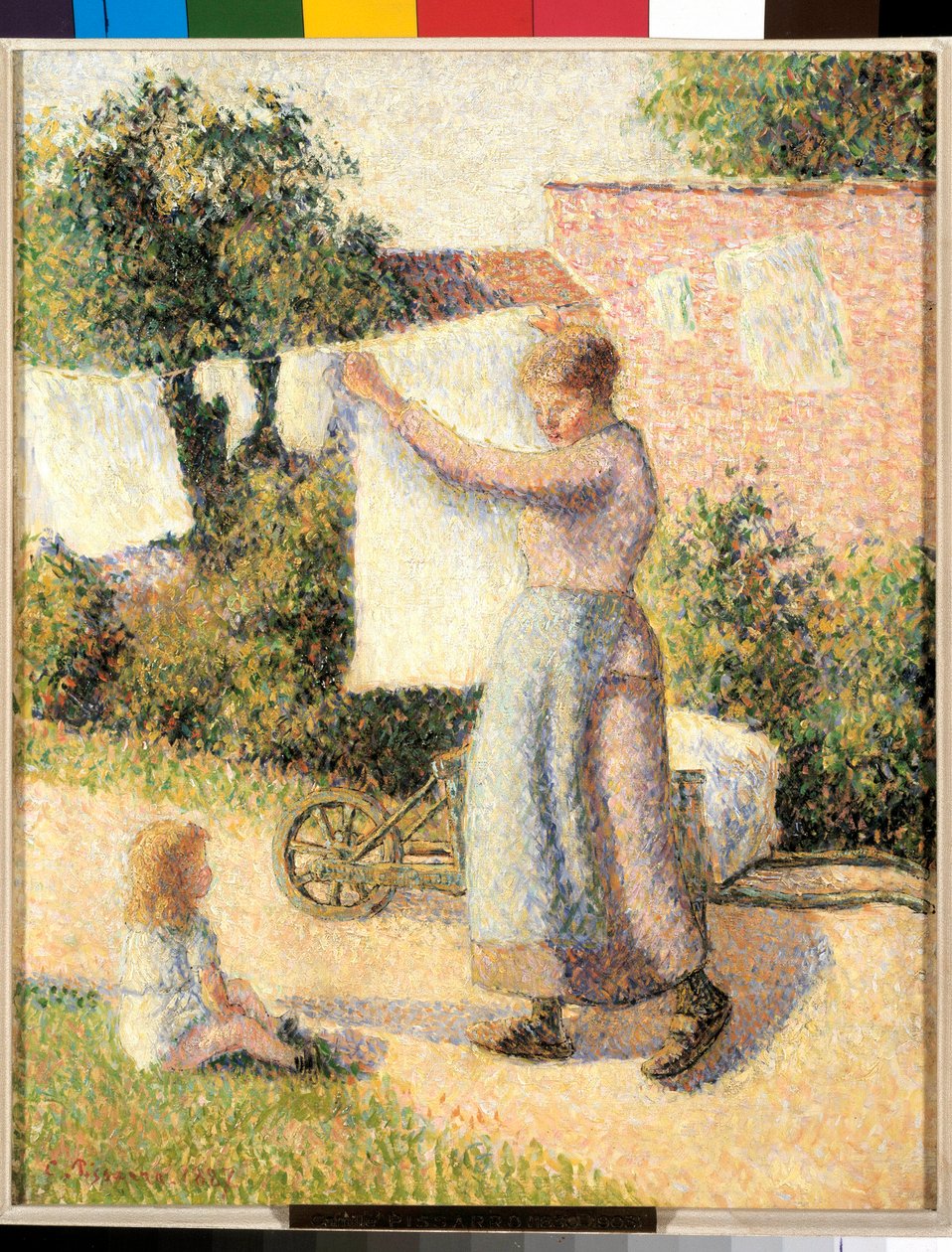 Woman stretching linen Painting by Camille Pissarro (1830-1903) 1887. Dim. 0,41 x 0,32 m Paris, musee d