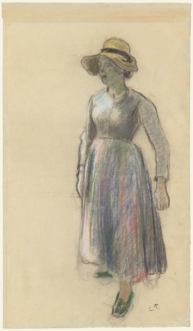 戴草帽的农家女》，约1892年。 作者 卡米尔·毕沙罗