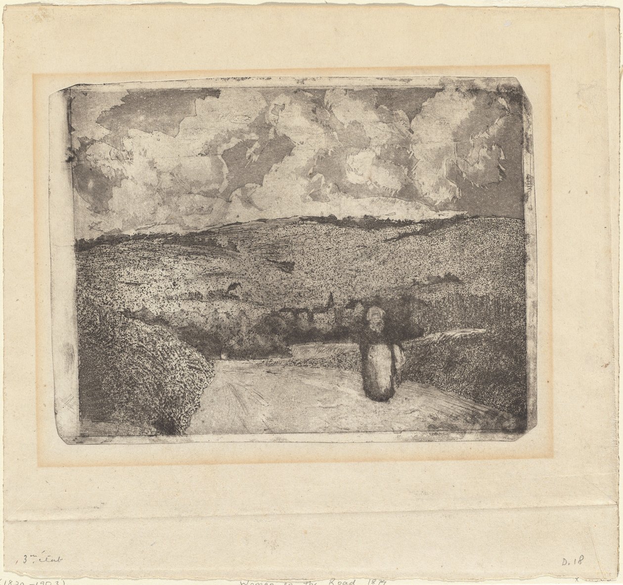 沿着乡村道路行走的女人 La Femme sur la Route, 1879. 作者 卡米尔·毕沙罗