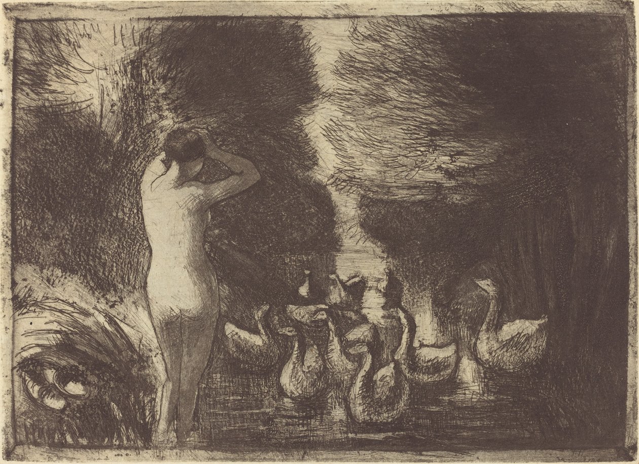 Baigneuse aux oies Bathers with Geese, 1895. 作者 卡米尔·毕沙罗