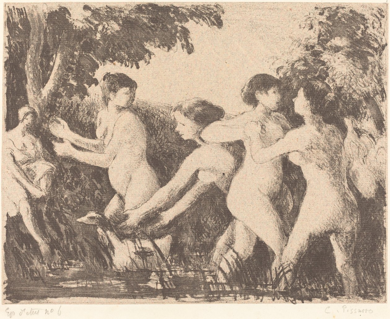 Baigneuses luttant Bathers Wrestling, 约1896年。 作者 卡米尔·毕沙罗