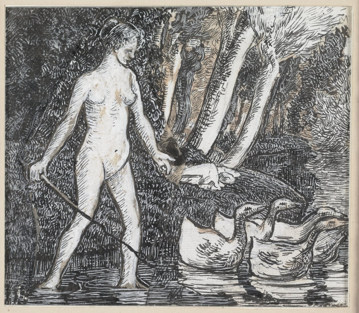鹅沐浴者，1895年 作者 卡米尔·雅各布·毕沙罗