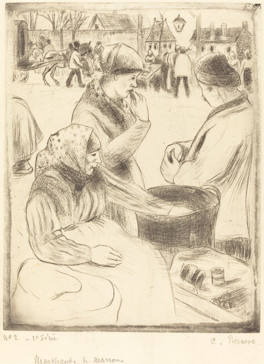 Chestnut Vendors Marchands de marrons, 1878年。 作者 卡米尔·毕沙罗