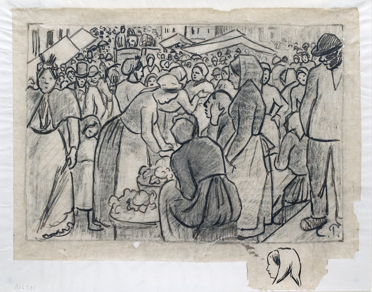 Gisors rue Cappeville市场 "的构图研究，约1893年 作者 卡米尔·毕沙罗