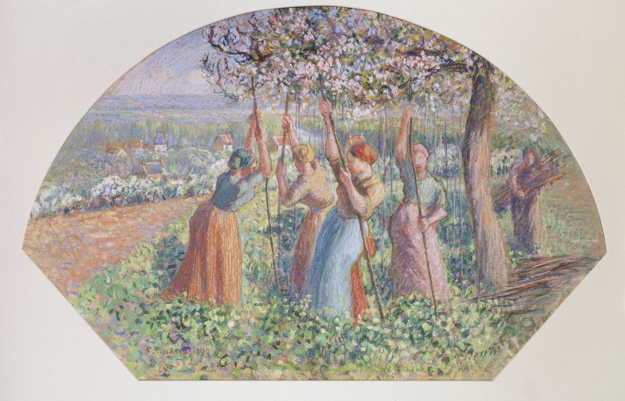 扇子的设计。稻草人，1890年 作者 卡米尔·毕沙罗