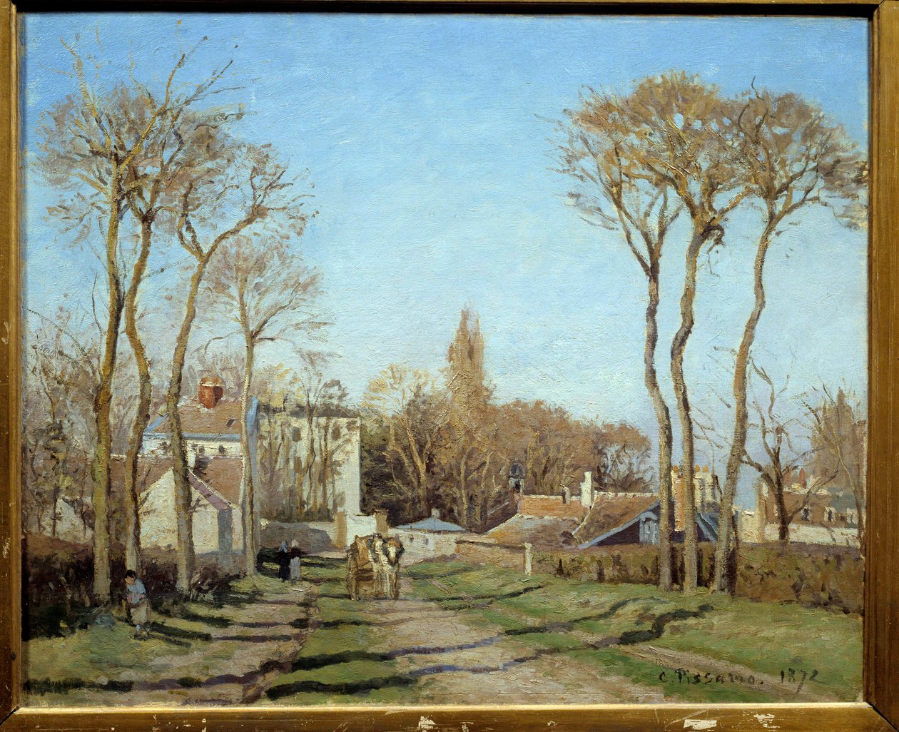 Voisins le Bretonneux 村的入口 卡米尔·毕沙罗 (Camille Pissarro) (1830-1903) 的画作，1872 年 0.46x0.55 m 巴黎，奥赛博物馆 作者 卡米尔·雅各布·毕沙罗