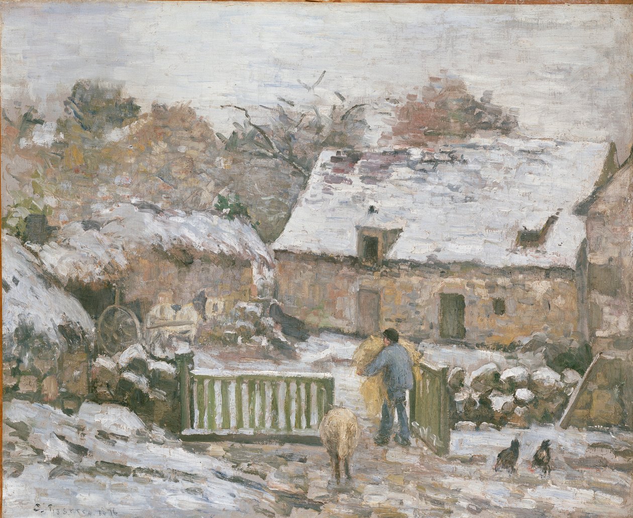 蒙福科的农场。雪的影响，1874-1876 作者 卡米尔·毕沙罗