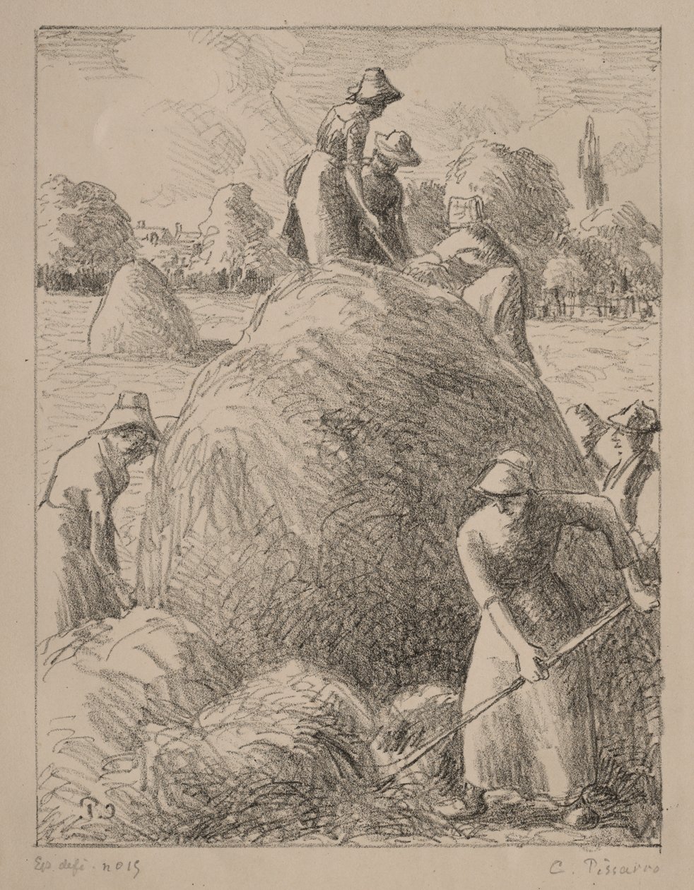 埃拉格尼的干草制造者，约 1896 年（石版画） 作者 卡米尔·毕沙罗