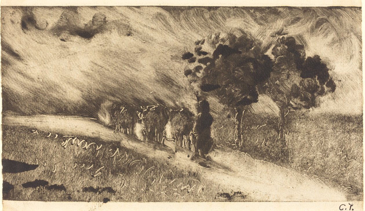 黄昏时分的牧牛人 Vachère le soir, 约1890年。 作者 卡米尔·毕沙罗