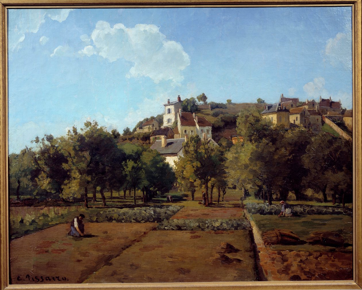 蓬图瓦兹的冬宫。 卡米尔·毕沙罗 (Camille Pissarro) 的绘画 (1830-1903) 作者 卡米尔·雅各布·毕沙罗