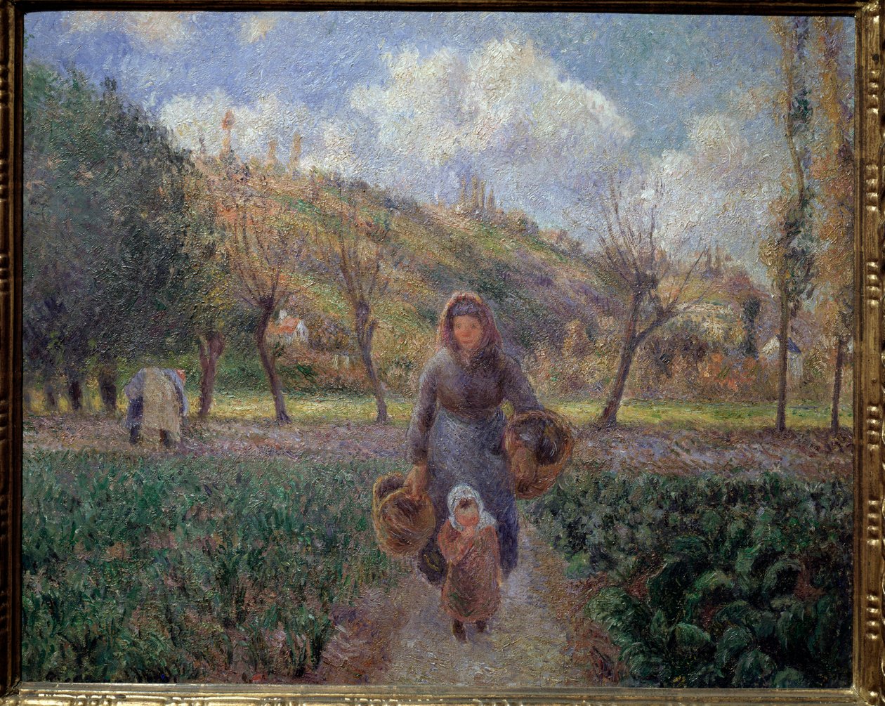 在菜园里 卡米尔·毕沙罗 (Camille Pissarro) 的绘画 (1830-1903) 1881 年暗淡 45,5x55 厘米布拉格国家美术馆 作者 卡米尔·雅各布·毕沙罗