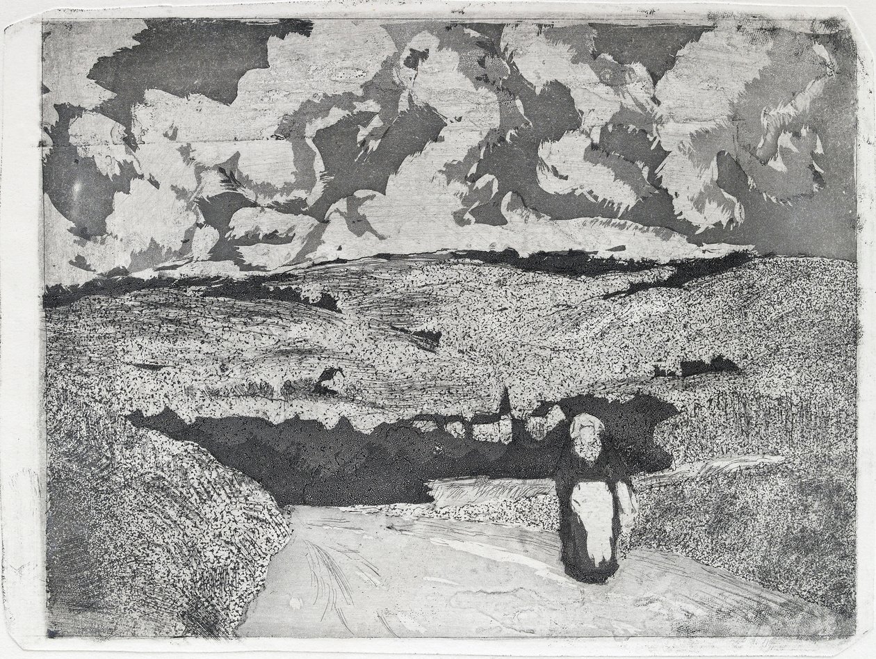 路上的女人，1879年 作者 卡米尔·毕沙罗